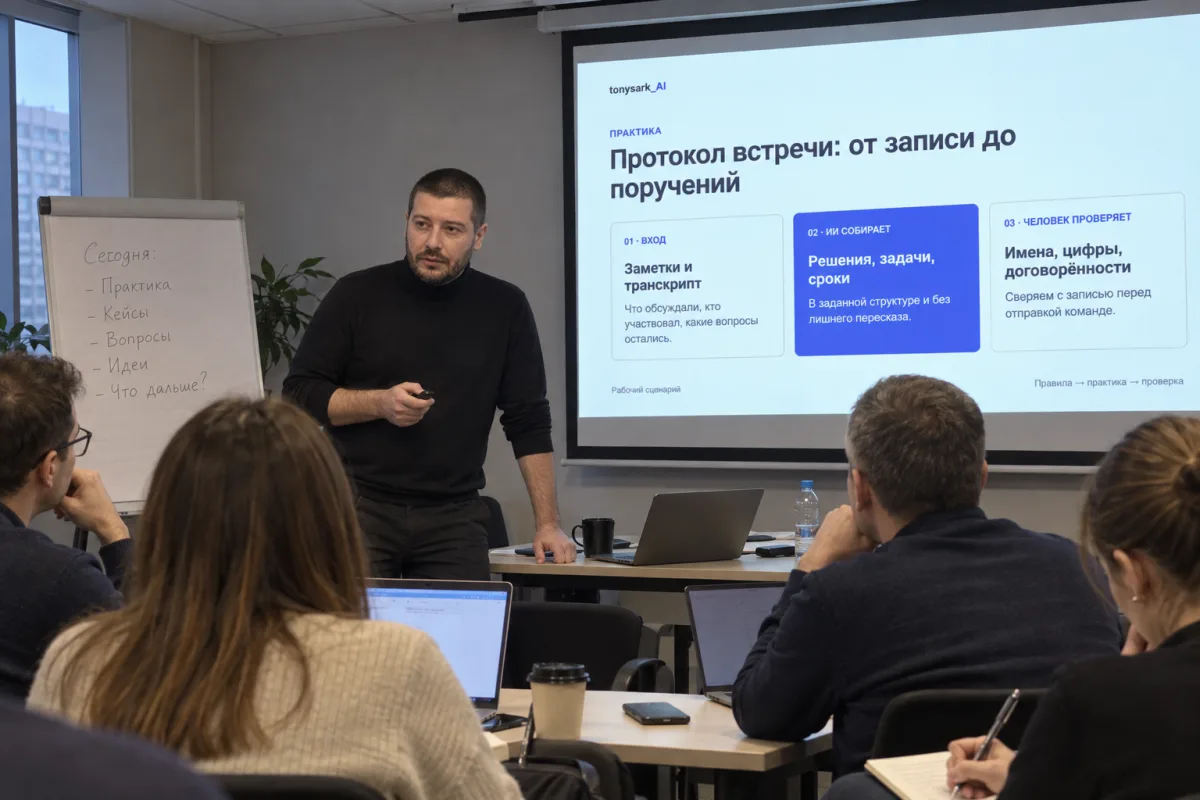 AI-визуализация тренинга: разбор протокола встречи